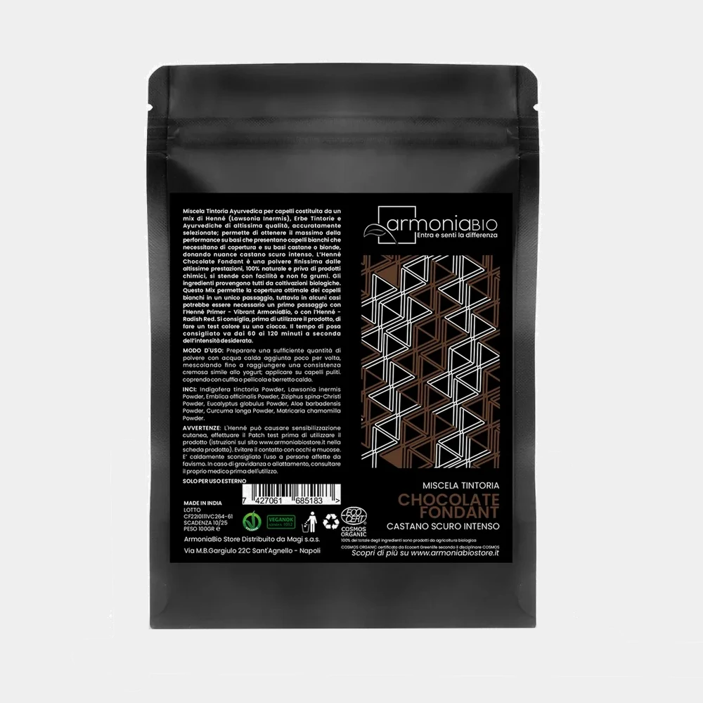 ARMONIABIO CHOCOLATE FONDANT CASTAÑO OSCURO TINTE AYURVEDICO METODO CURLY