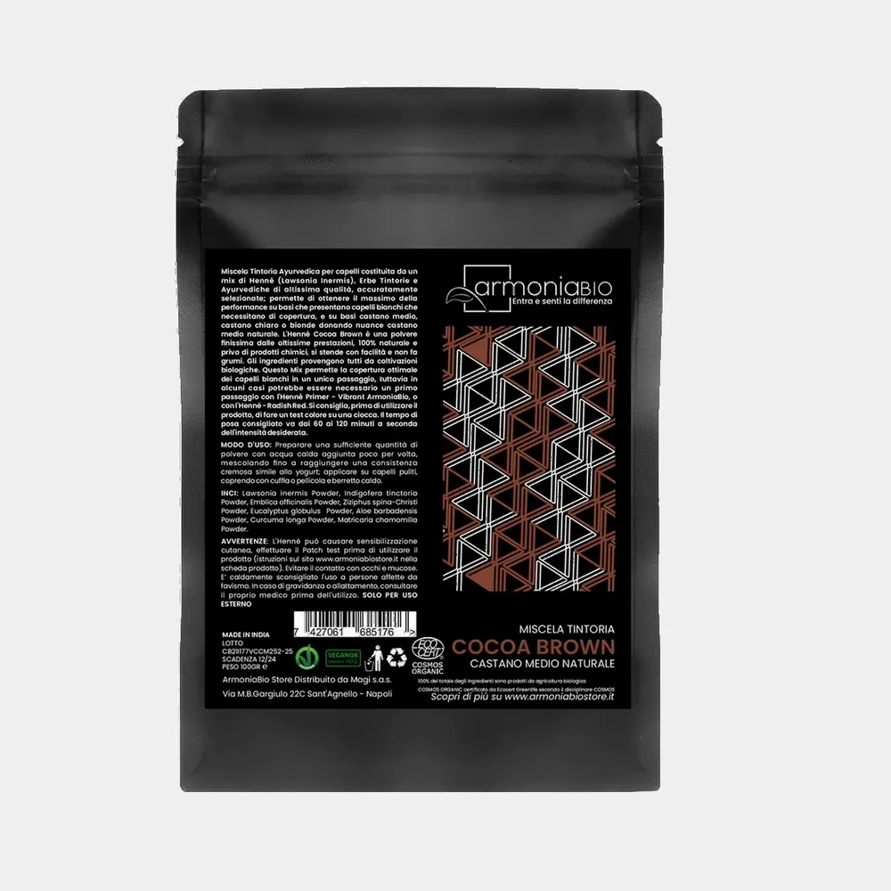 ArmoniaBio Henna Ecológica Cocoa Brown Natural Castaño Medio