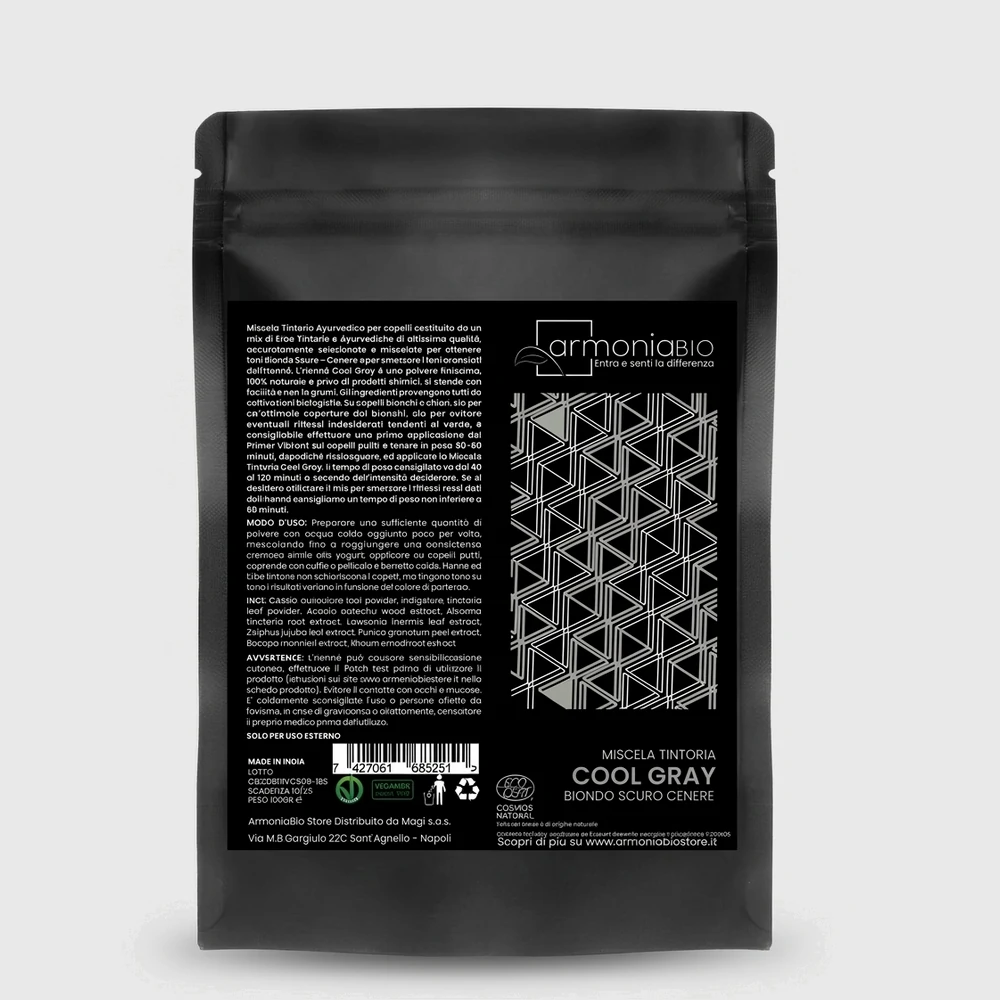 ARMONIABIO COOL GRAY RUBIO CENIZA TINTE AYURVEDICO METODO CURLY