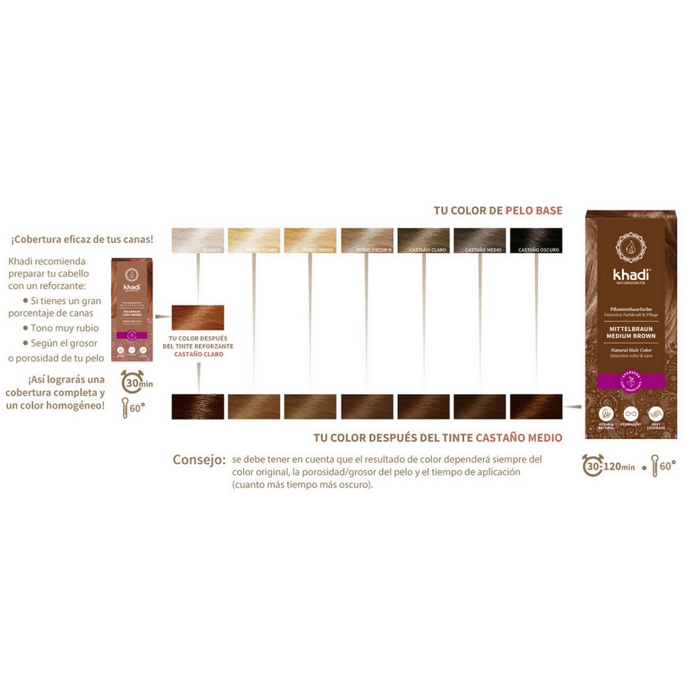 Tinte natural Castaño medio (Medium Brown) Khadi