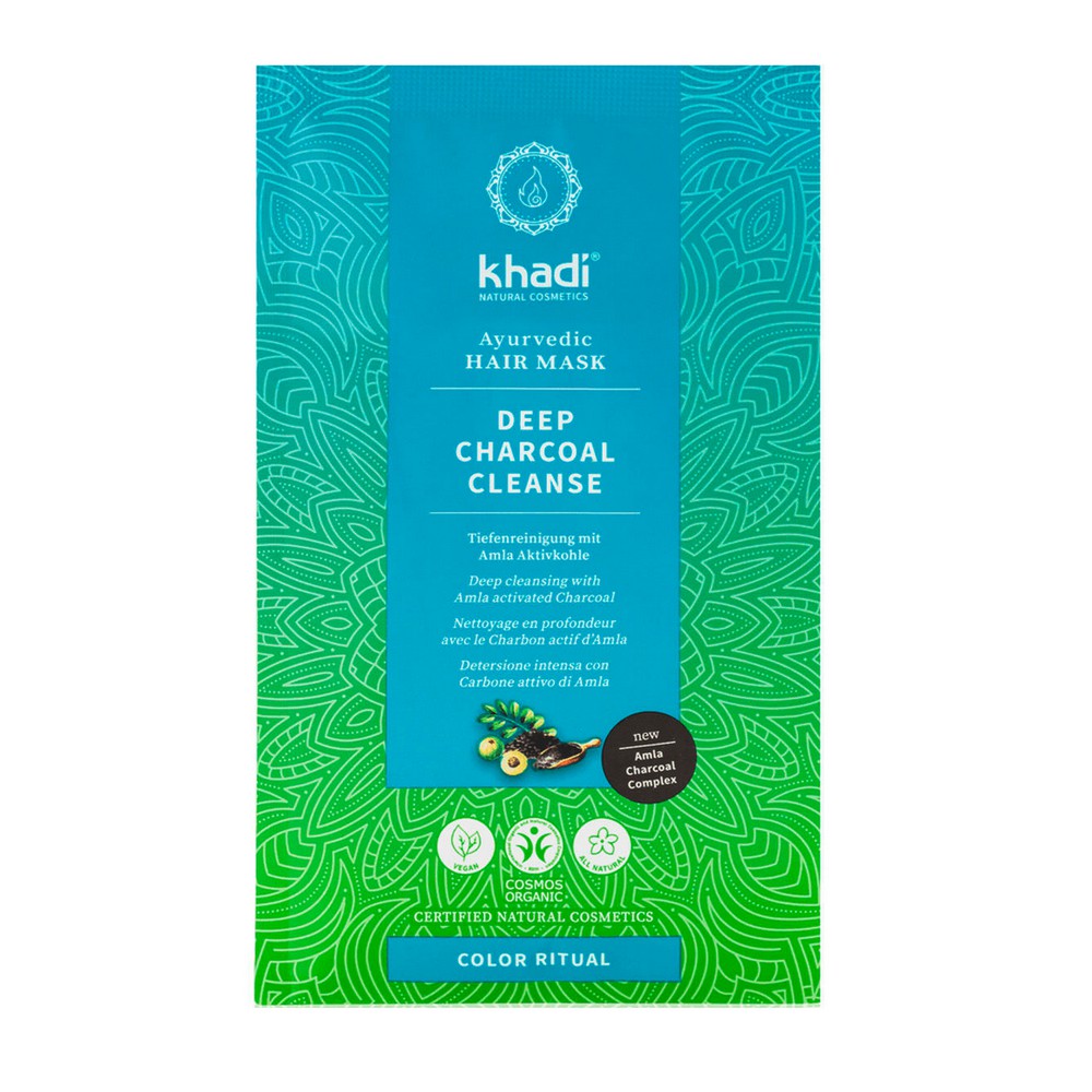 Khadi Mascarilla Ecológica capilar Limpieza profunda carbón activado de Amla