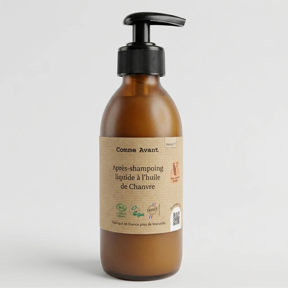 Acondicionador ecológico nutritivo y desenredante sin perfume con aceite de cáñamo