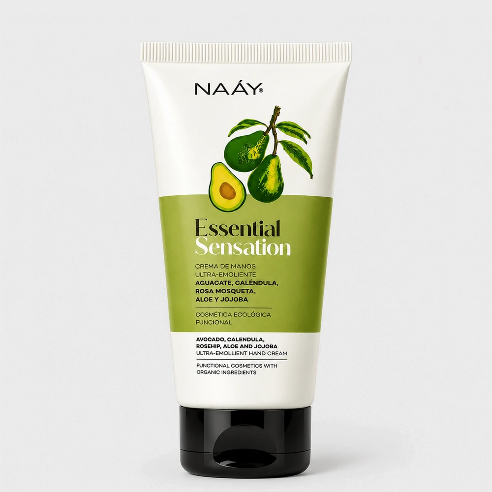 Crema de manos nutritiva y reparadora con aloe, karité y rosa mosqueta Essential Sensation